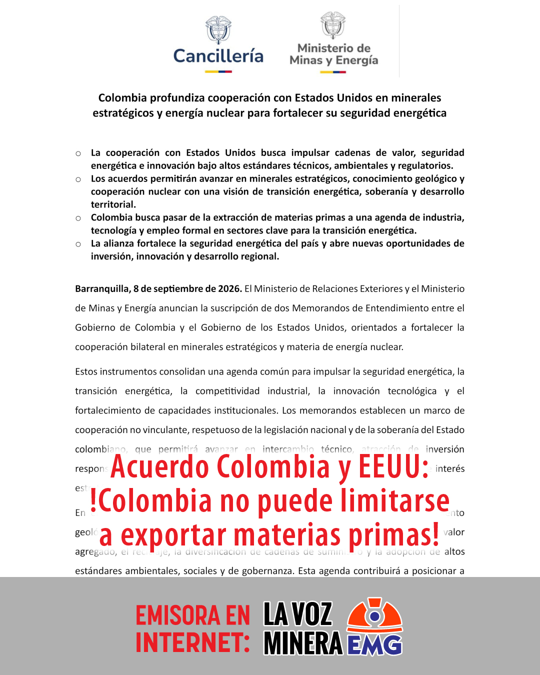 Aviso La Voz Minera